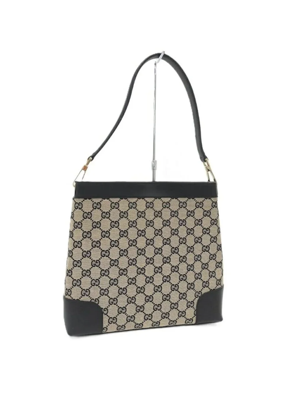 Gucci GG Canvas Shoulder Bag Leather Black